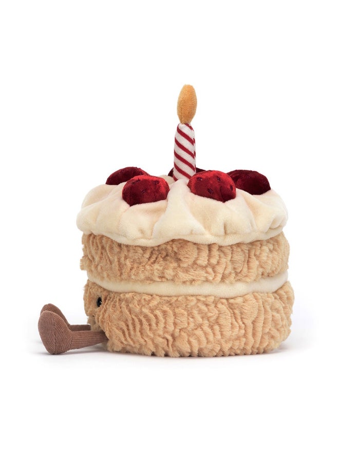 Jellycat دبدوب كعكة عيد الميلاد من أميوزيبلز - لعبة محشوة ناعمة بأرجل كوردية، هدية عيد الحب لطيفة للأطفال والبالغين، مجموعة جليكات، 13 سم - Image 1